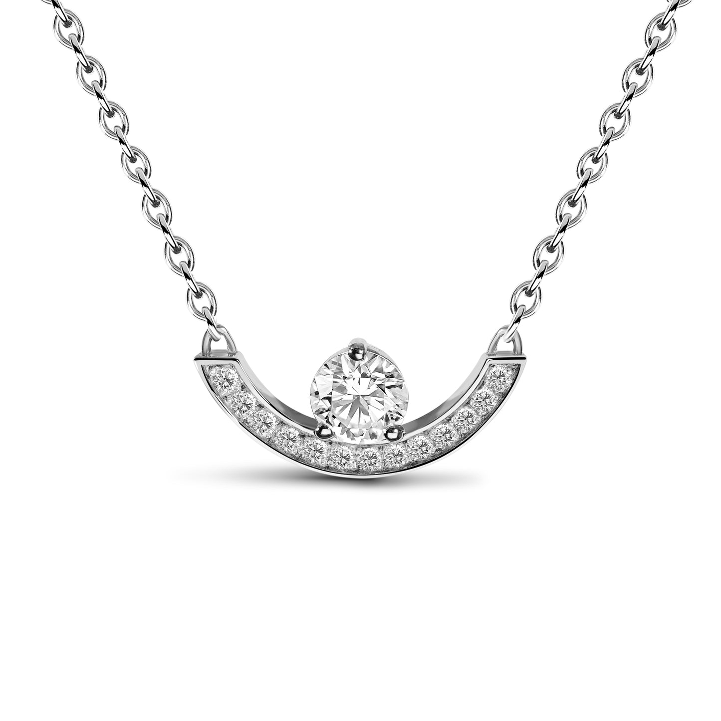 Pendentif Intrépide grand arc 0.25ct pavé - Or blanc 18k - diamant éthique - Loyale Paris