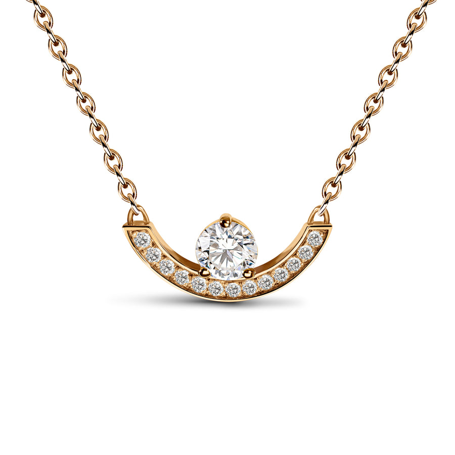 Pendentif Intrépide grand arc 0.25ct pavé - Or rose 18k - diamant éthique - Loyale Paris