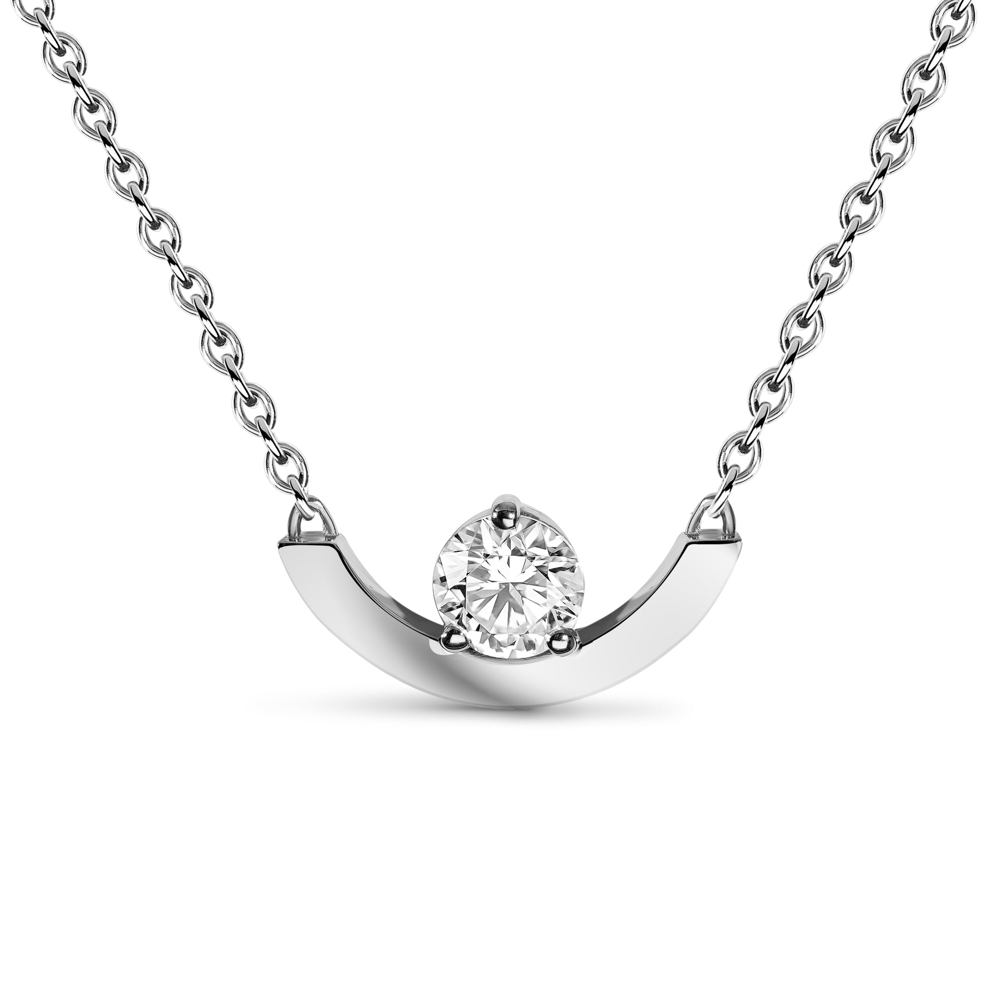 Pendentif Intrépide grand arc 0.5ct - Or blanc 18k - diamant éthique - Loyale Paris