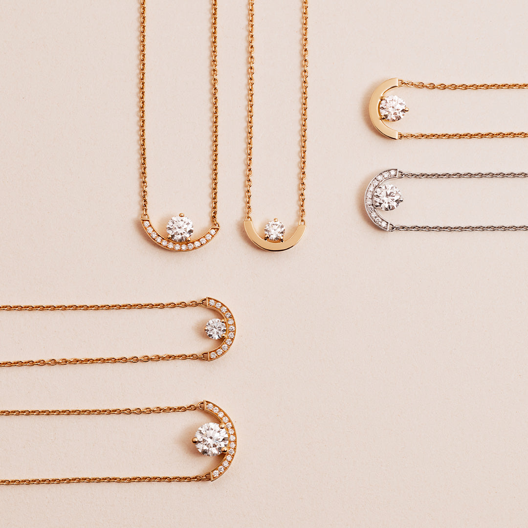 Pendentif Intrépide petit arc 1ct - Or rose 18k - diamant éthique - Loyale Paris