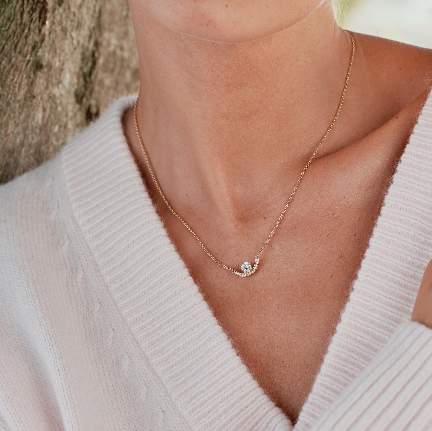 Pendentif Intrépide grand arc 1ct pavé - Or jaune 18k - diamant éthique - Loyale Paris