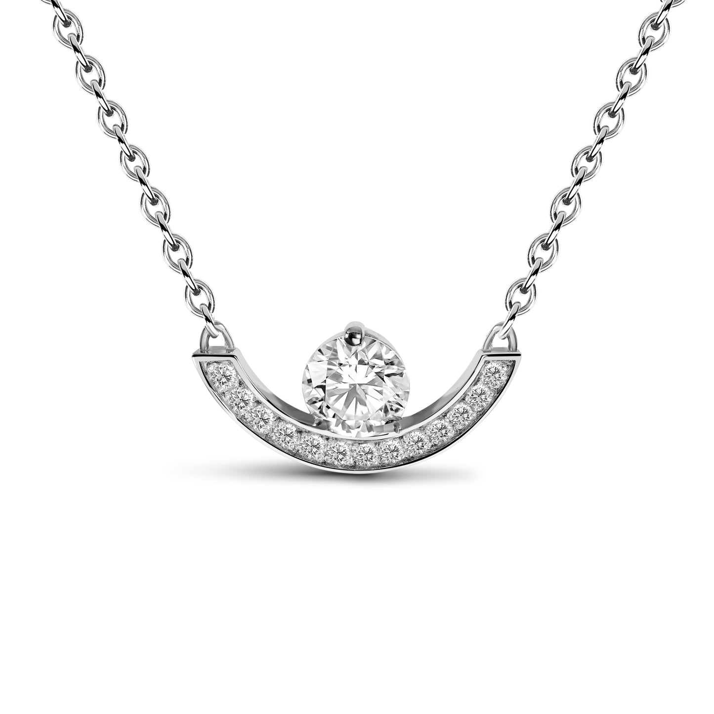 Pendentif Intrépide grand arc 0.5ct pavé - Or blanc 18k - diamant éthique - Loyale Paris