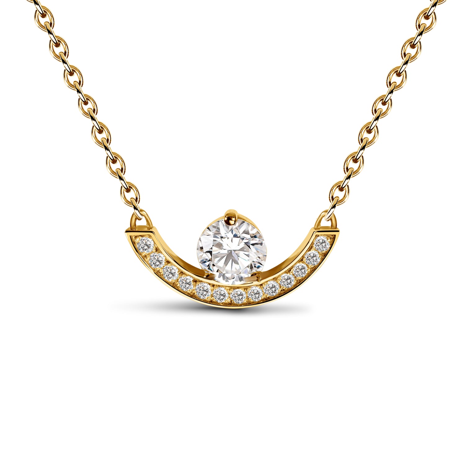 Pendentif Intrépide grand arc 0.5ct pavé - Or jaune 18k - diamant éthique - Loyale Paris