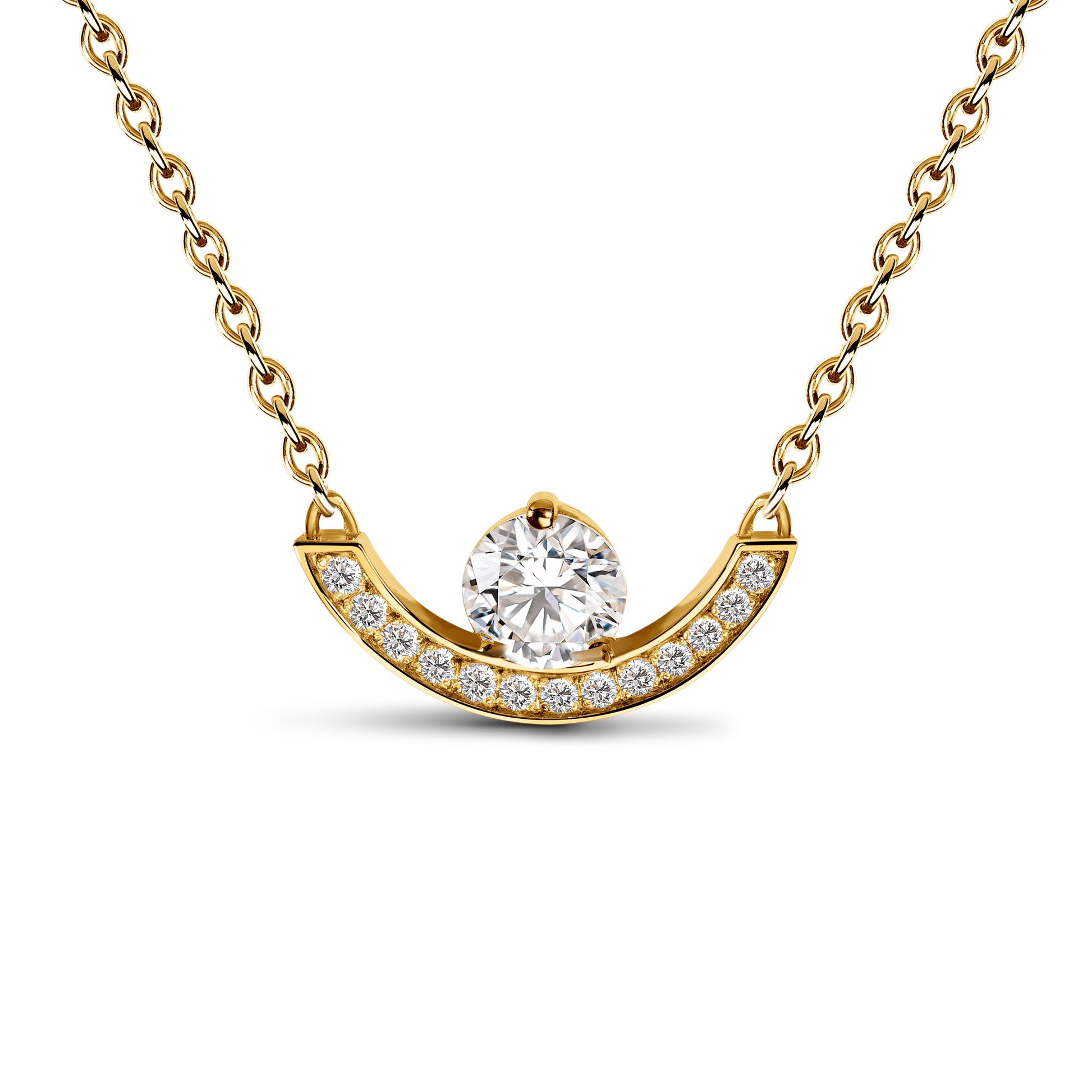 Pendentif Intrépide grand arc 0.5ct pavé - Or jaune 18k - diamant éthique - Loyale Paris