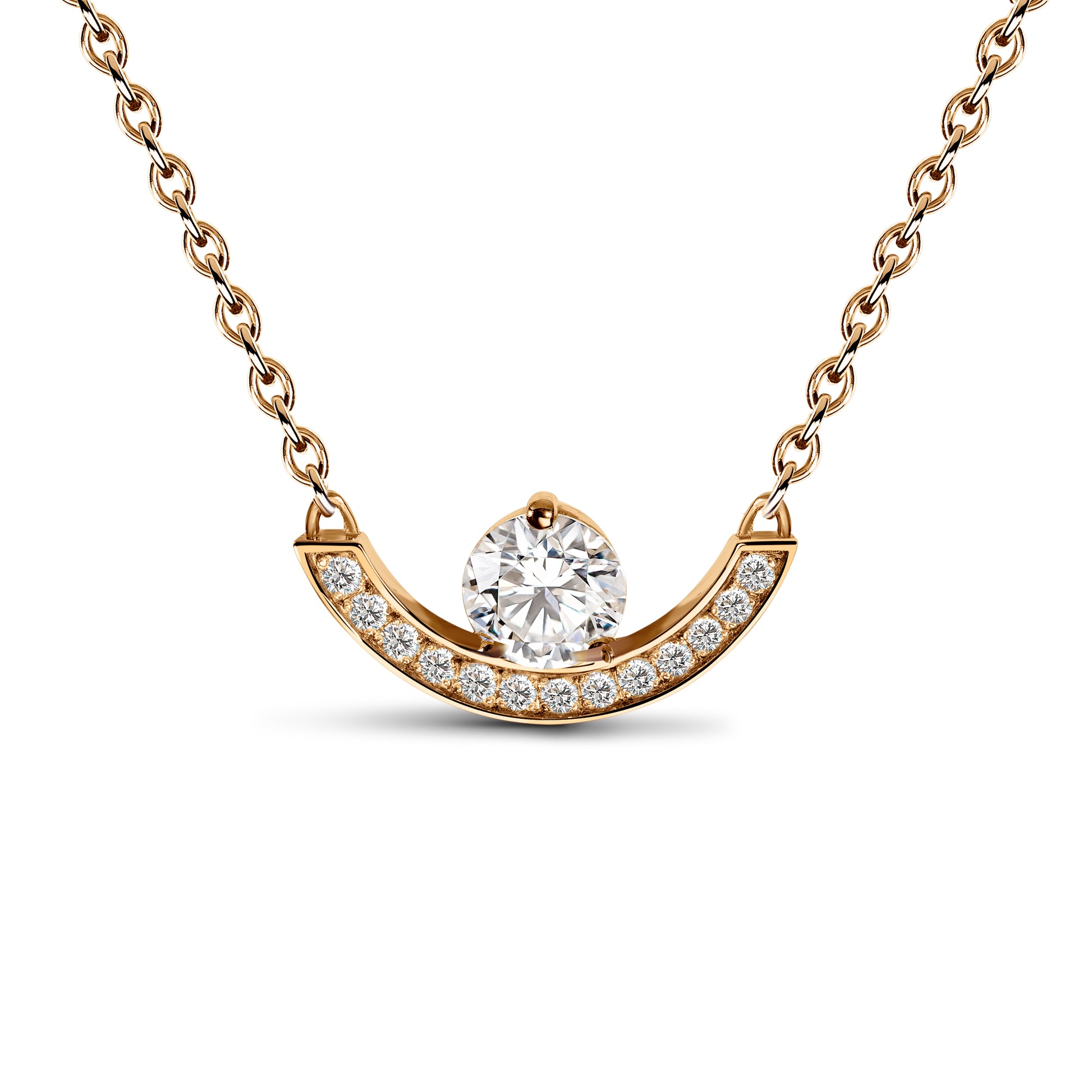 Pendentif Intrépide grand arc 0.5ct pavé - Or rose 18k - diamant éthique - Loyale Paris