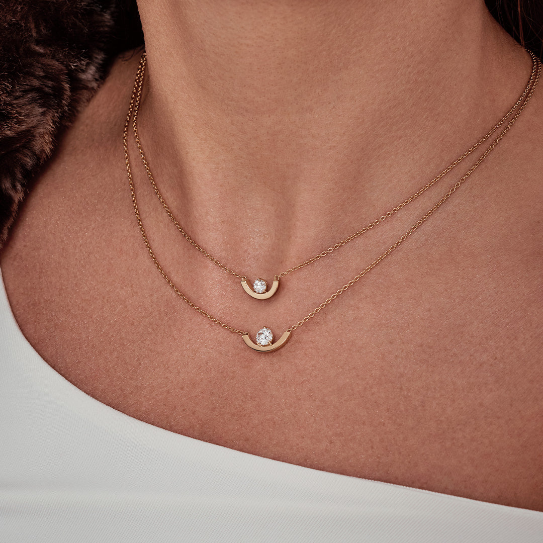 Pendentif Intrépide grand arc 1ct - Or blanc 18k - diamant éthique - Loyale Paris