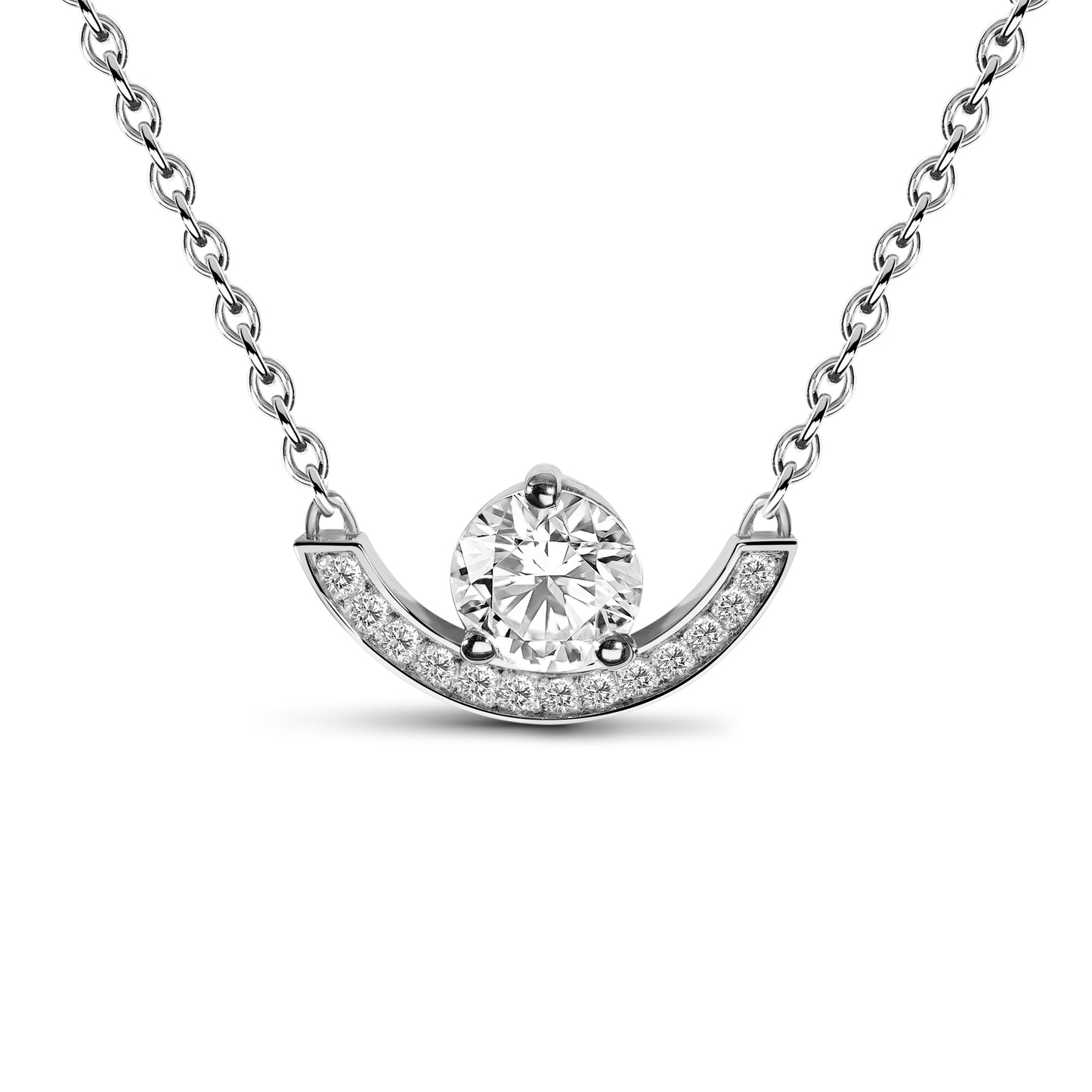 Pendentif Intrépide grand arc 1ct pavé - Or blanc 18k - diamant éthique - Loyale Paris