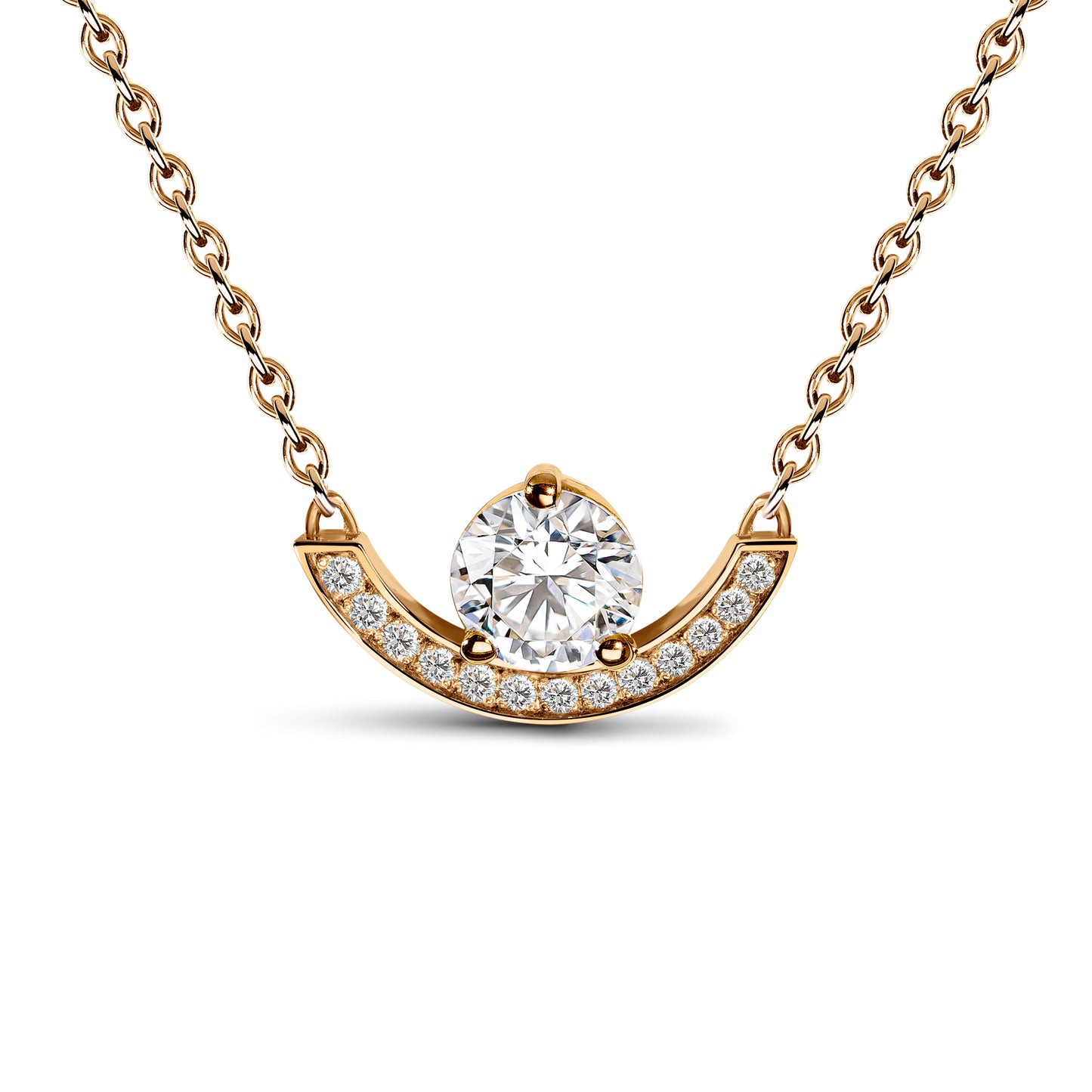 Pendentif Intrépide grand arc 1ct pavé - Or rose 18k - diamant éthique - Loyale Paris
