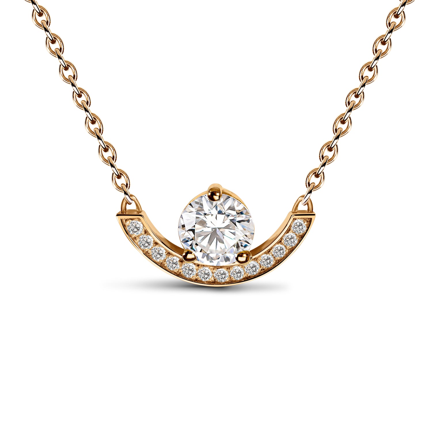 Pendentif Intrépide grand arc 1ct pavé - Or rose 18k - diamant éthique - Loyale Paris