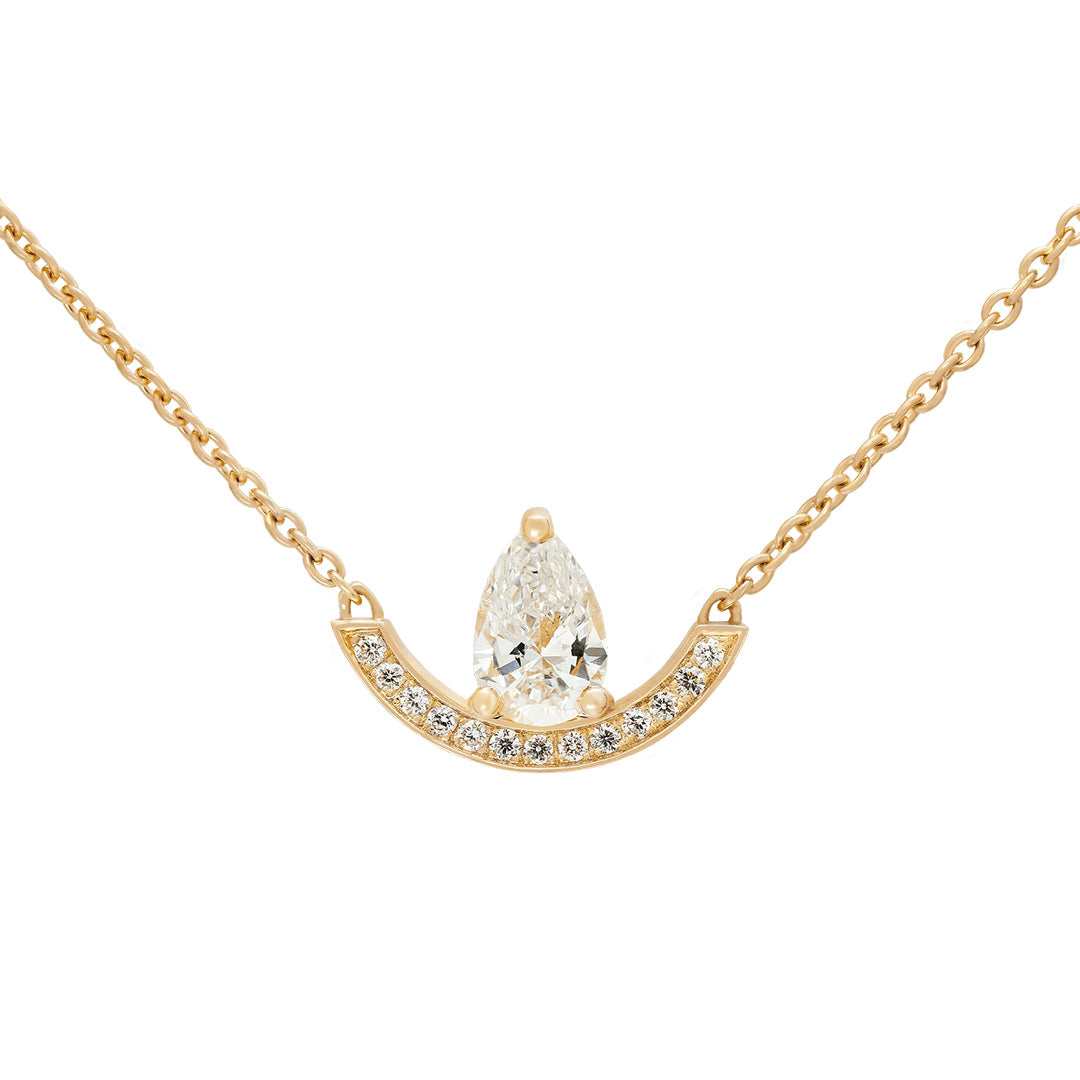 Pendentif Intrépide grand arc Poire 0.7ct pavé - Or jaune 18k - diamant éthique - Loyale Paris