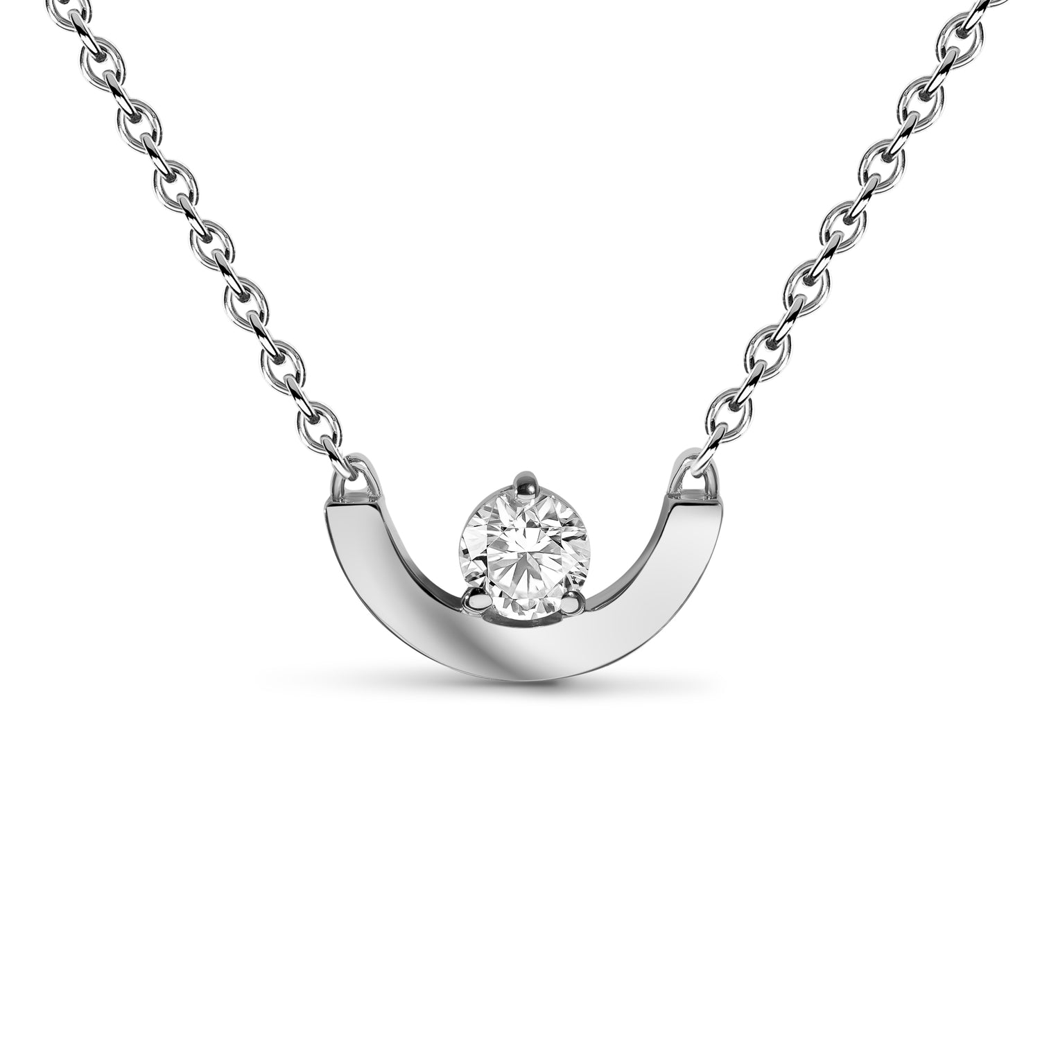 Pendentif Intrépide petit arc 0.25ct - Or blanc 18k - diamant éthique - Loyale Paris
