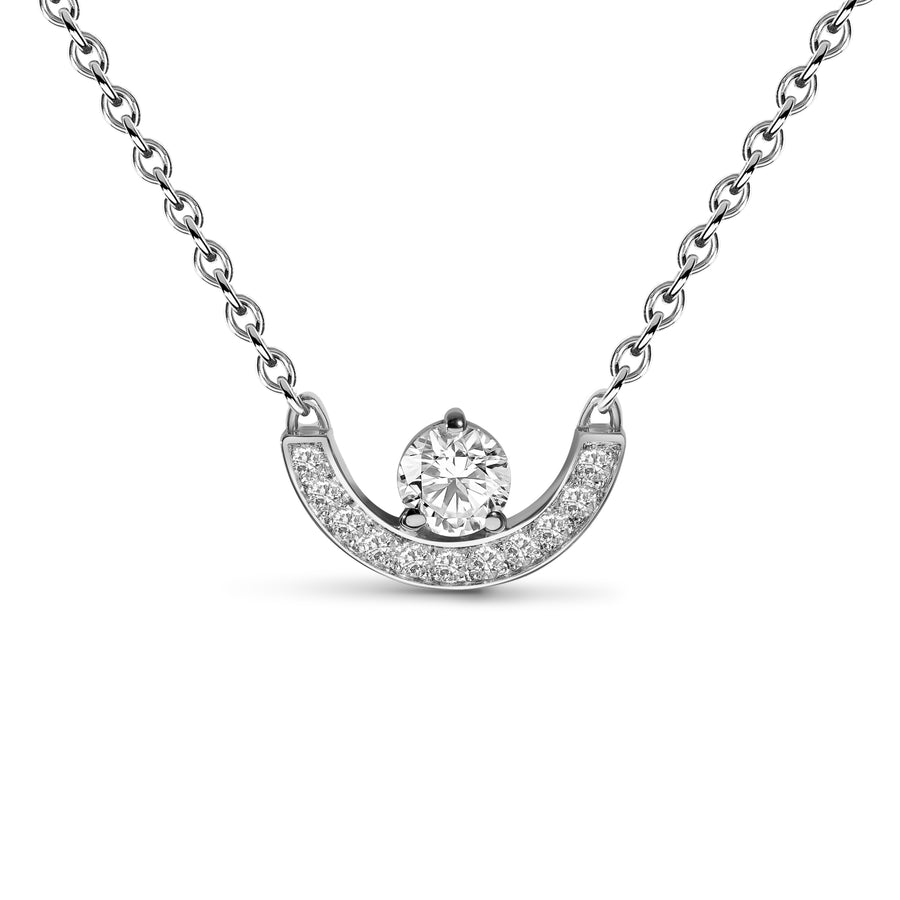 Pendentif Intrépide petit arc 0.25ct pavé - Or blanc 18k - diamant éthique - Loyale Paris
