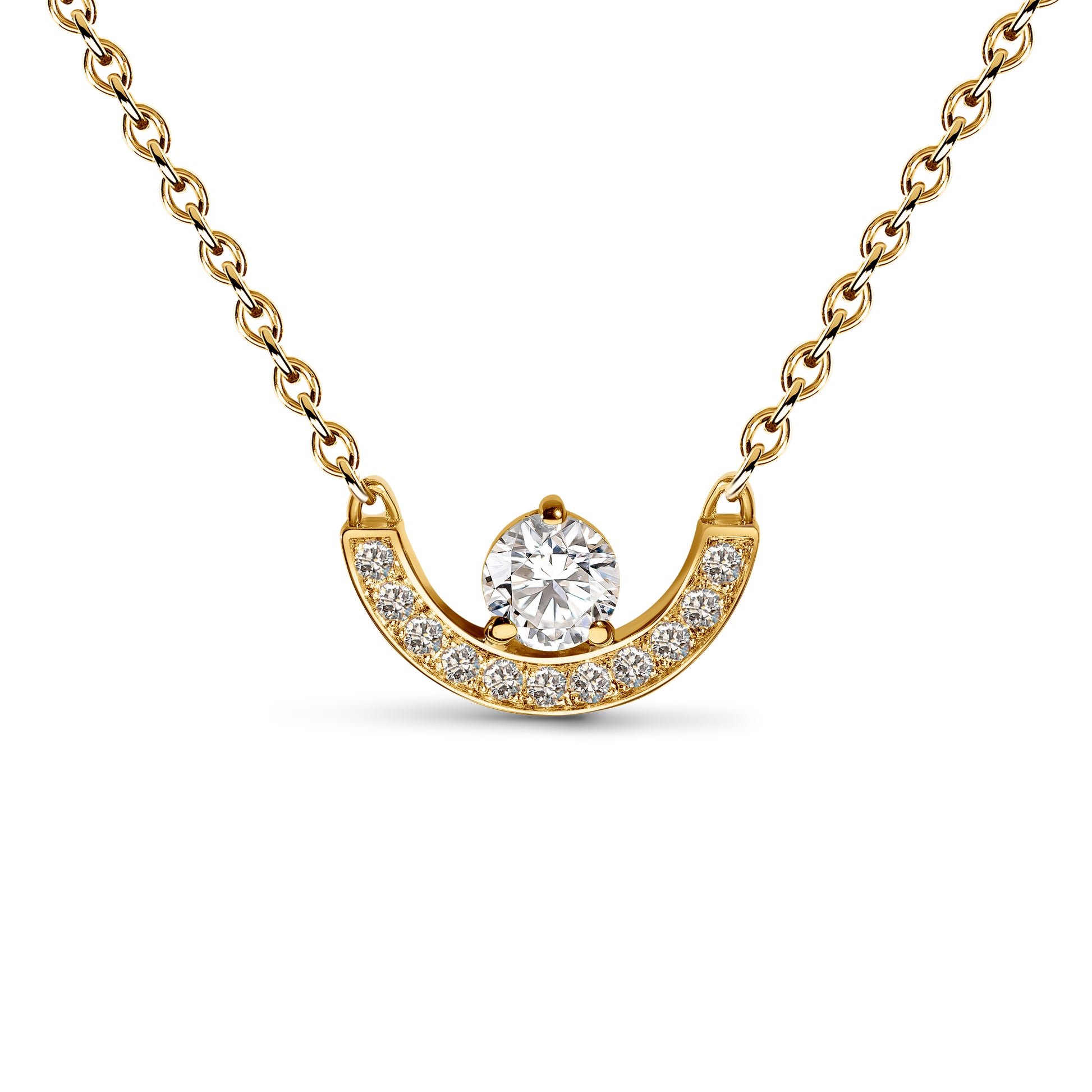 Pendentif Intrépide petit arc 0.25ct pavé - Or jaune 18k - diamant éthique - Loyale Paris