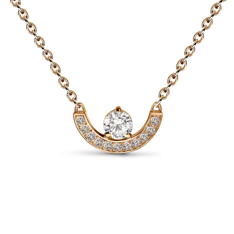 Pendentif Intrépide petit arc 0.25ct pavé - Or rose 18k - diamant éthique - Loyale Paris