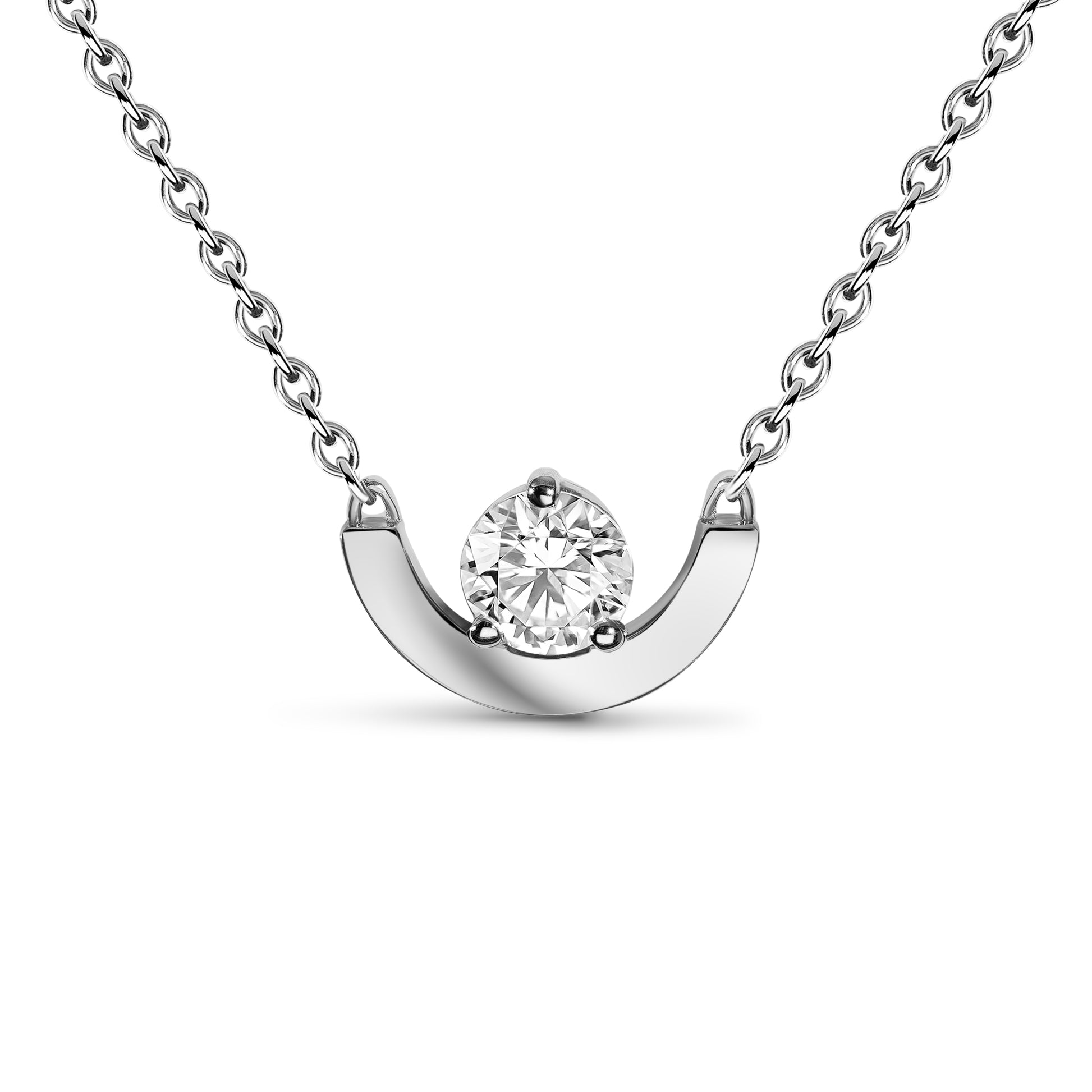 Pendentif Intrépide petit arc 0.5ct - Or blanc 18k - diamant éthique - Loyale Paris