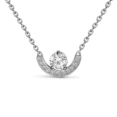 Pendentif Intrépide petit arc 0.5ct pavé - Or blanc 18k - diamant éthique - Loyale Paris