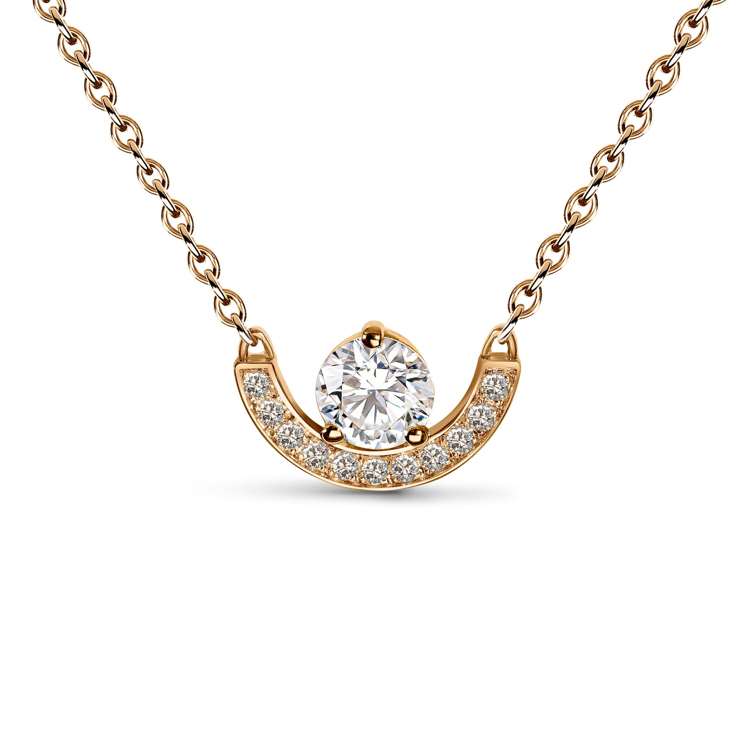 Pendentif Intrépide petit arc 0.5ct pavé - Or rose 18k - diamant éthique - Loyale Paris