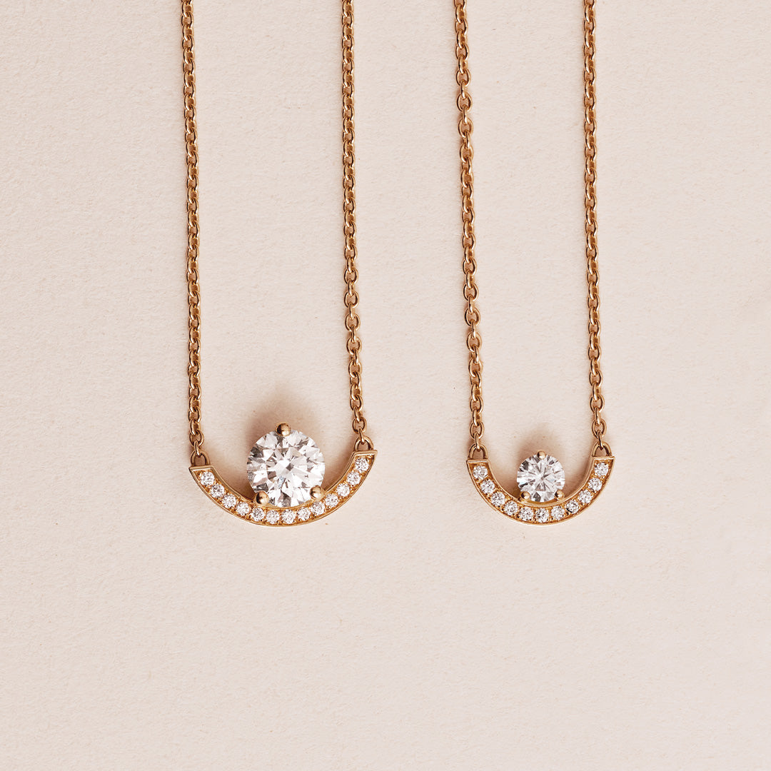 Pendentif Intrépide petit arc 1ct - Or blanc 18k - diamant éthique - Loyale Paris