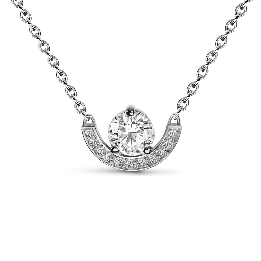 Pendentif Intrépide petit arc 1ct pavé - Or blanc 18k - diamant éthique - Loyale Paris