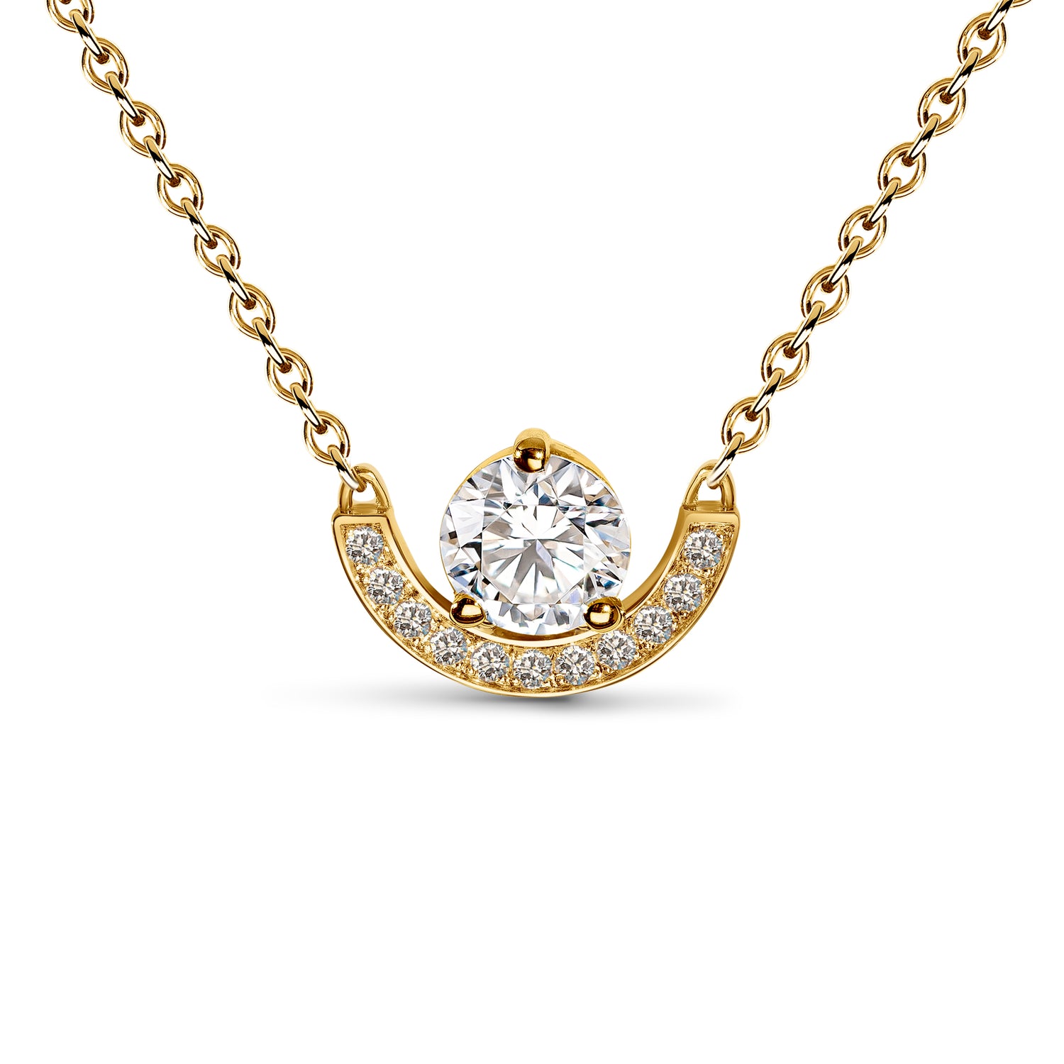 Pendentif Intrépide petit arc 1ct pavé - Or jaune 18k - diamant éthique - Loyale Paris