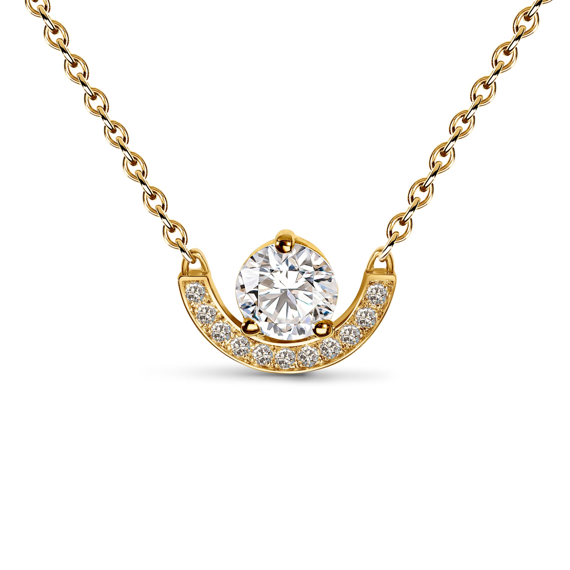 Pendentif Intrépide petit arc 1ct pavé - Or jaune 18k - diamant éthique - Loyale Paris