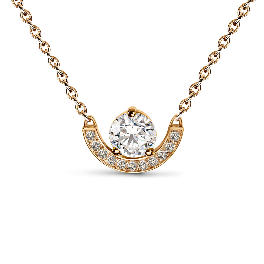 Pendentif Intrépide petit arc 1ct pavé - Or rose 18k - diamant éthique - Loyale Paris