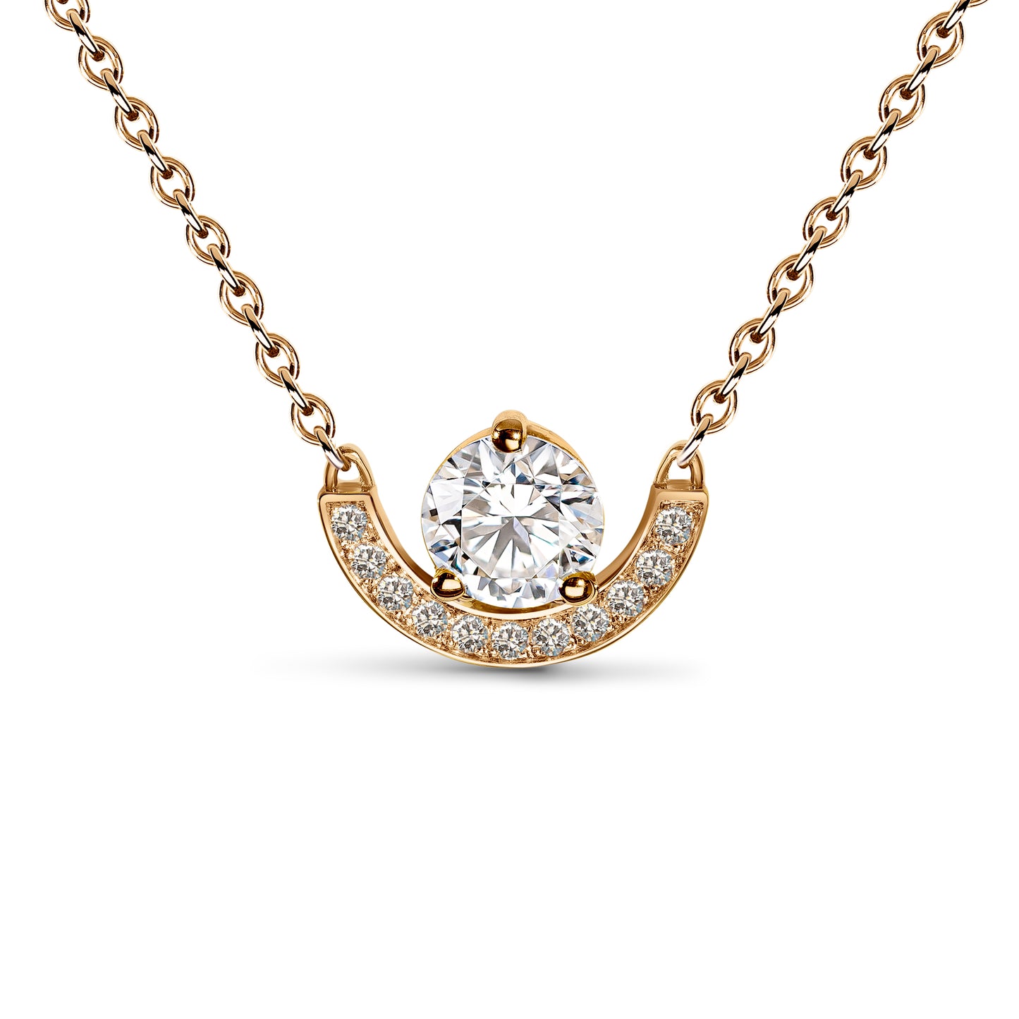 Pendentif Intrépide petit arc 1ct pavé - Or rose 18k - diamant éthique - Loyale Paris