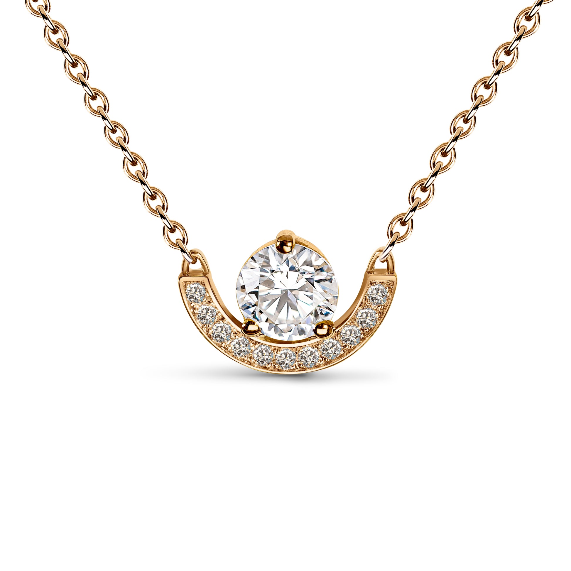 Pendentif Intrépide petit arc 1ct pavé - Or rose 18k - diamant éthique - Loyale Paris