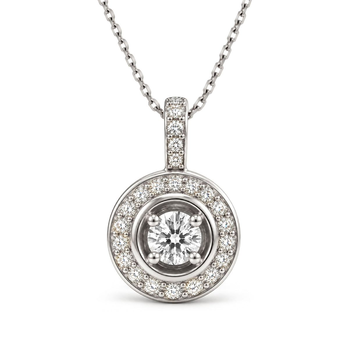 Pendentif Rayons Classic Or blanc 18k talisman Diamant ethique Loyale Paris