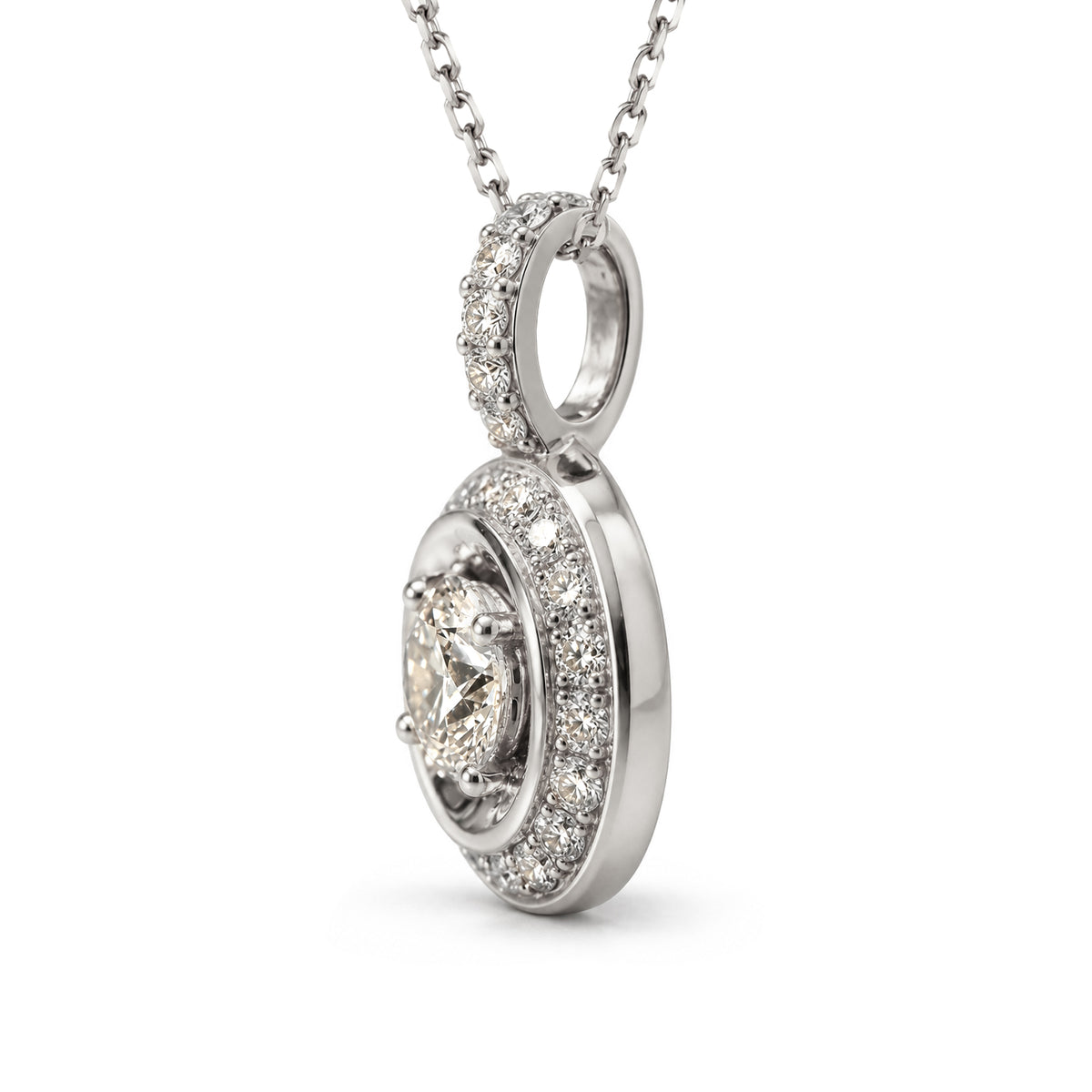 Pendentif Rayons Classic Or blanc 18k talisman Diamant ethique Loyale Paris