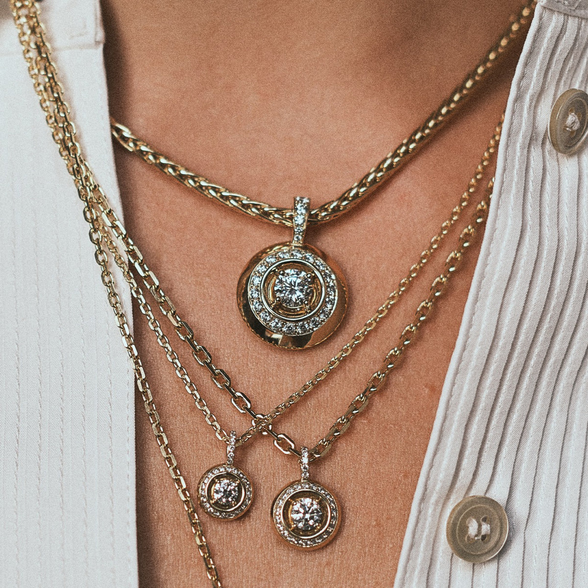 Pendentif Rayons Maxi Or jaune 18k talisman Diamant ethique Loyale Paris