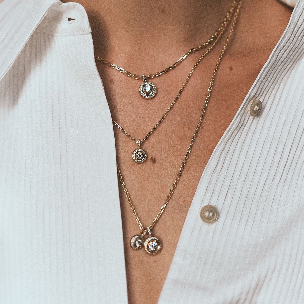 Pendentif Rayons Mini Or blanc 18k talisman Diamant ethique Loyale Paris
