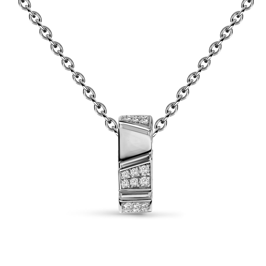 Pendentif Ride & Love semi-pavé Medium - Or blanc 18k - diamant éthique - Loyale Paris