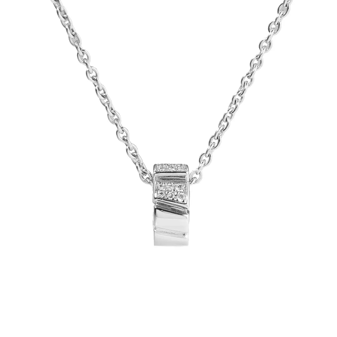 Pendentif Ride & Love semi-pavé Small - Or blanc 18k - diamant éthique - Loyale Paris