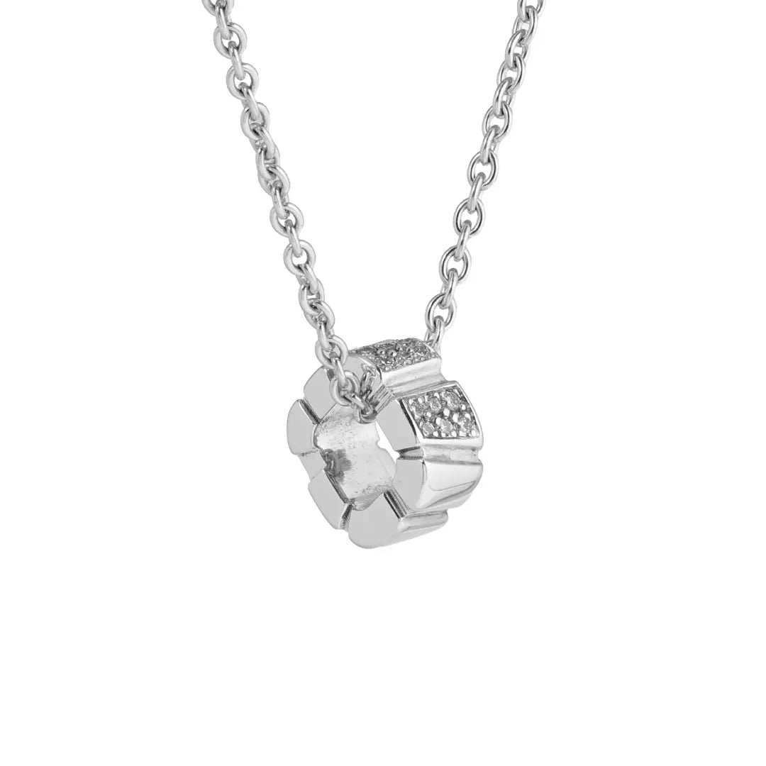 Pendentif Ride & Love semi-pavé Small - Or blanc 18k - diamant éthique - Loyale Paris