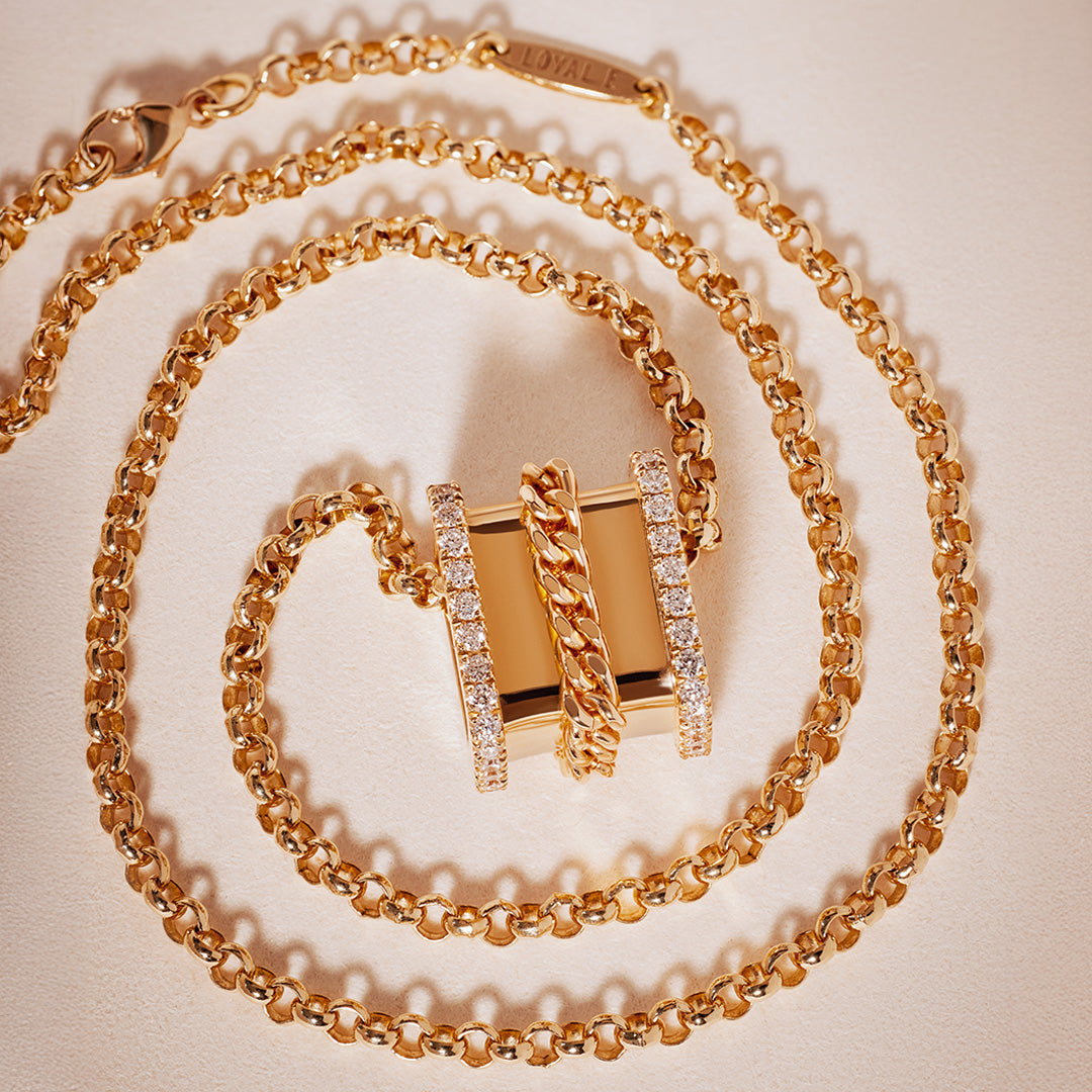 Pendentif Trait d'Union - Or jaune 18k - diamant éthique - Loyale Paris