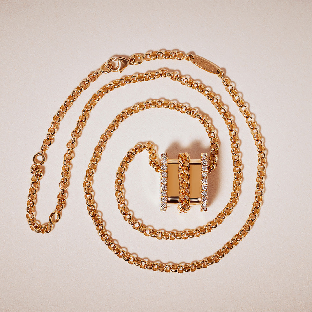 Pendentif Trait d'Union - Or jaune 18k - diamant éthique - Loyale Paris