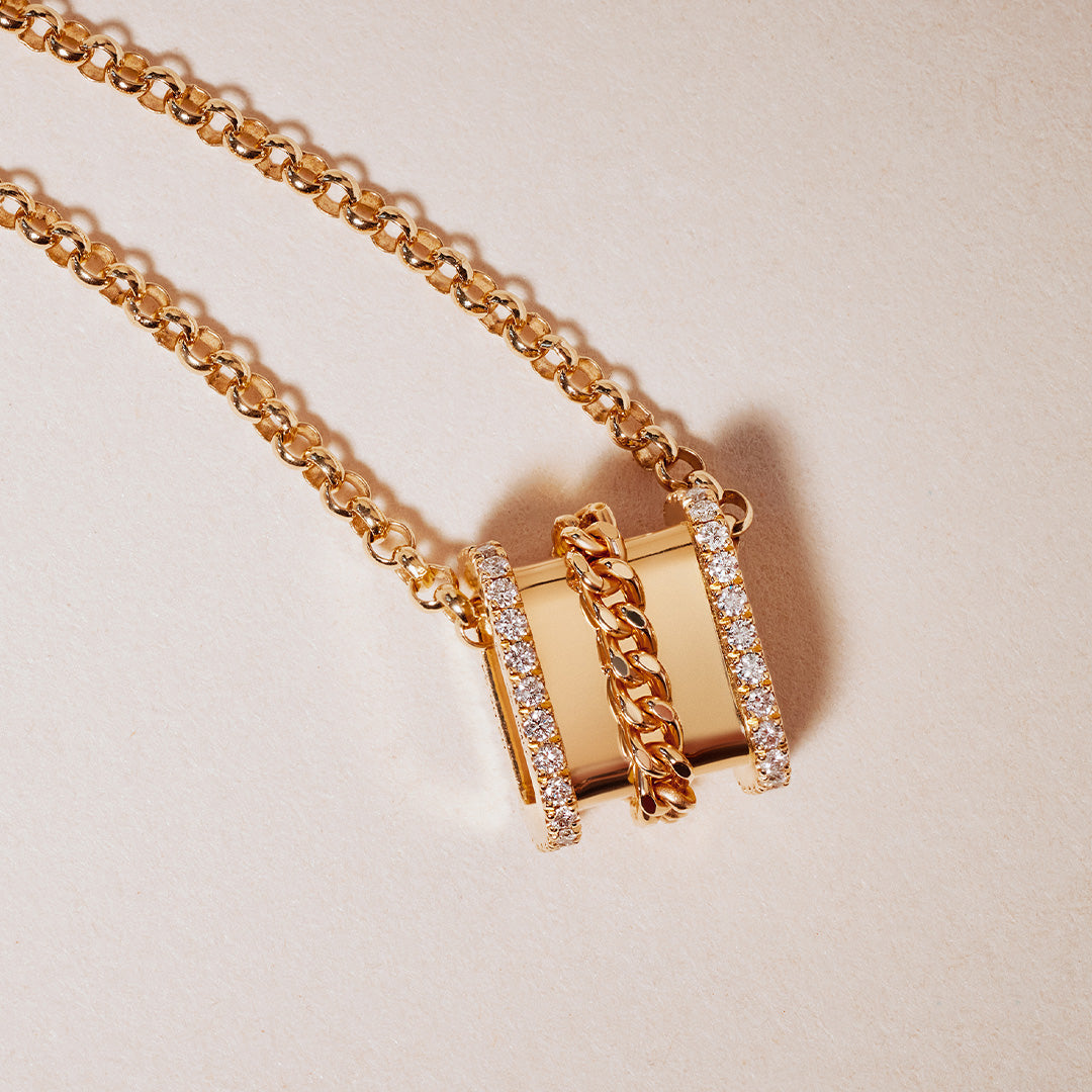 Pendentif Trait d'Union - Or jaune 18k - diamant éthique - Loyale Paris