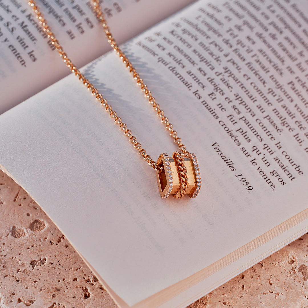 Pendentif Trait d Union - Or jaune 18k - diamant ethique - Loyale Paris - 8