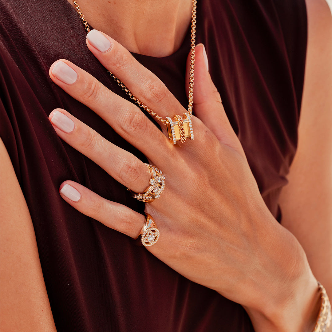 Pendentif Trait d Union - Or jaune 18k - diamant ethique - Loyale Paris - 9