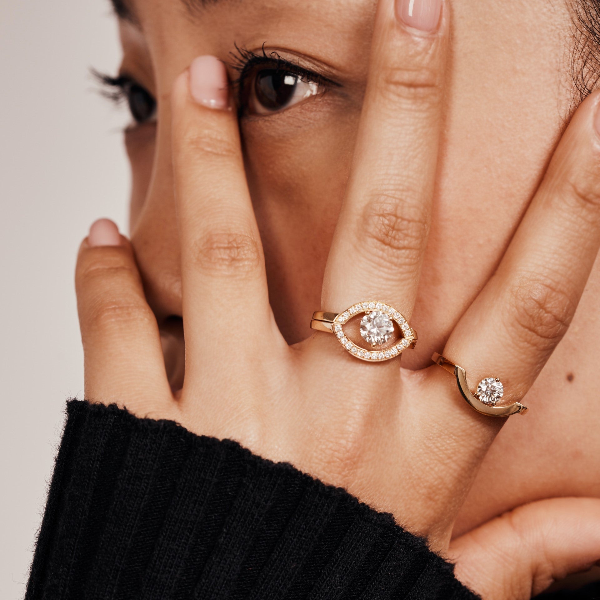 Bague Intrépide grand arc 0.25ct - Or jaune 18k - diamant éthique - Loyale Paris