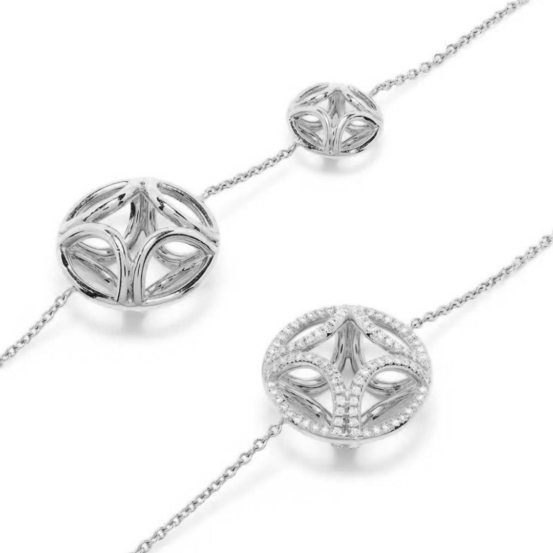 Sautoir Perpétuel.le semi-pavé - Or blanc 18k - diamant éthique - Loyale Paris