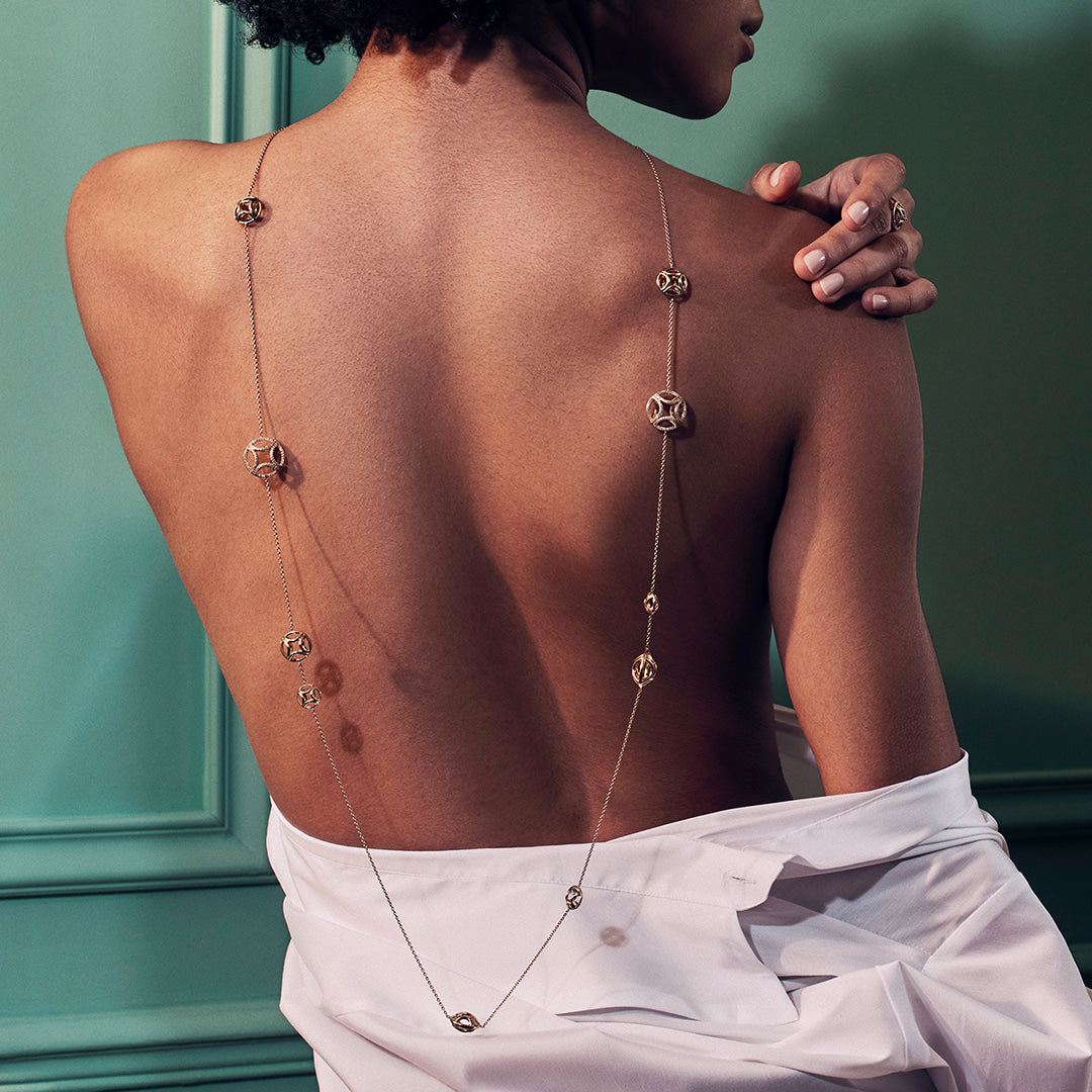 Sautoir Perpétuel.le semi-pavé - Or blanc 18k - diamant éthique - Loyale Paris