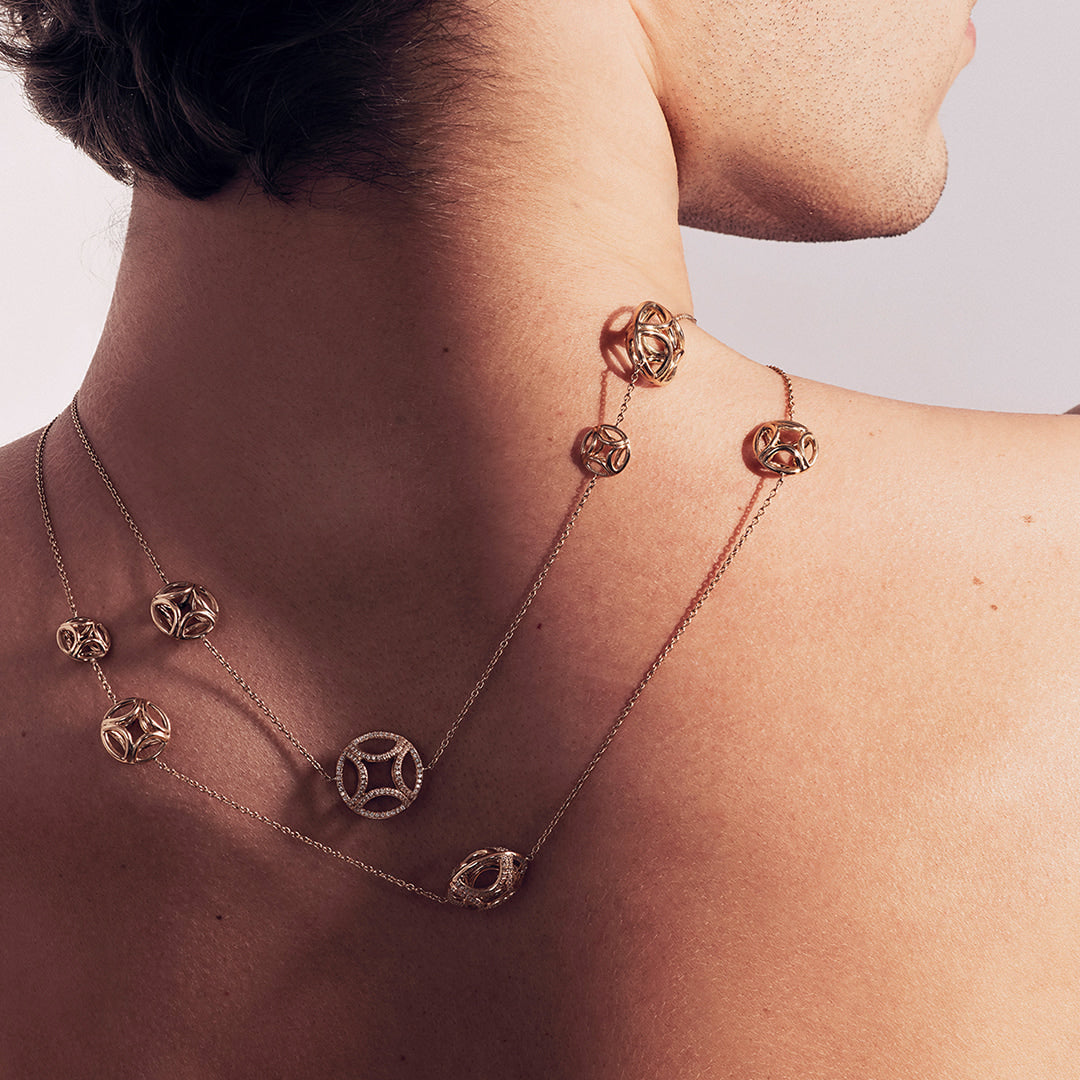 Sautoir Perpétuel.le semi-pavé - Or blanc 18k - diamant éthique - Loyale Paris