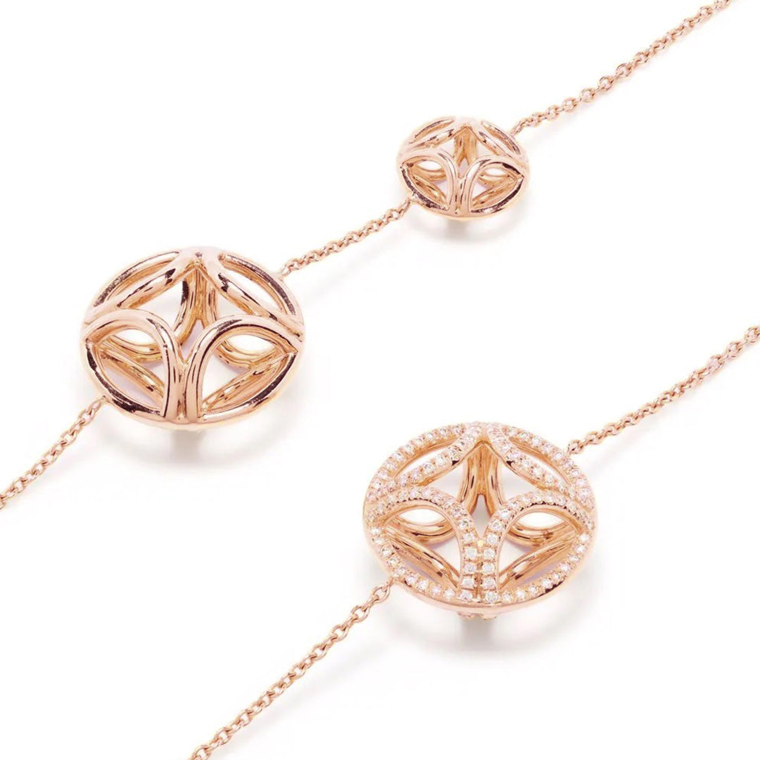 Sautoir Perpétuel.le semi-pavé - Or rose 18k - diamant éthique - Loyale Paris