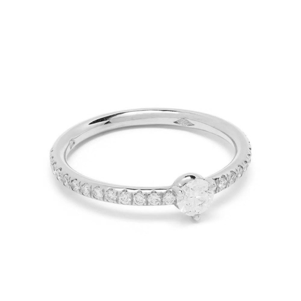 Solitaire Absolu.e 0.25ct pavé - Or blanc 18k - diamant ethique - Loyale Paris - 1