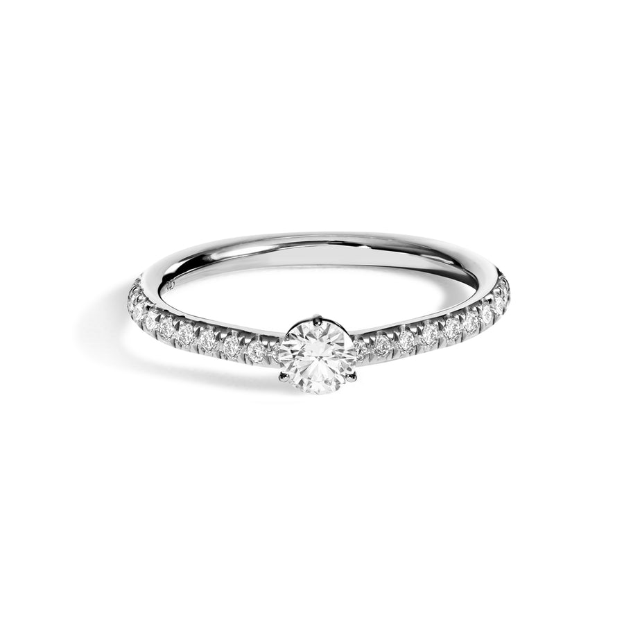 Solitaire Absolu.e 0.25ct pavé - Or blanc 18k - diamant ethique - Loyale Paris - 1