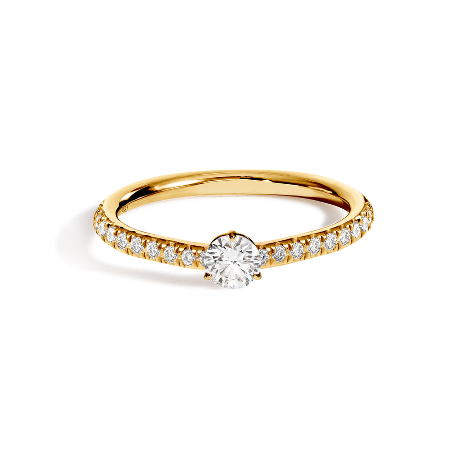Solitaire Absolu.e 0.25ct pavé - Or jaune 18k - diamant éthique - Loyale Paris