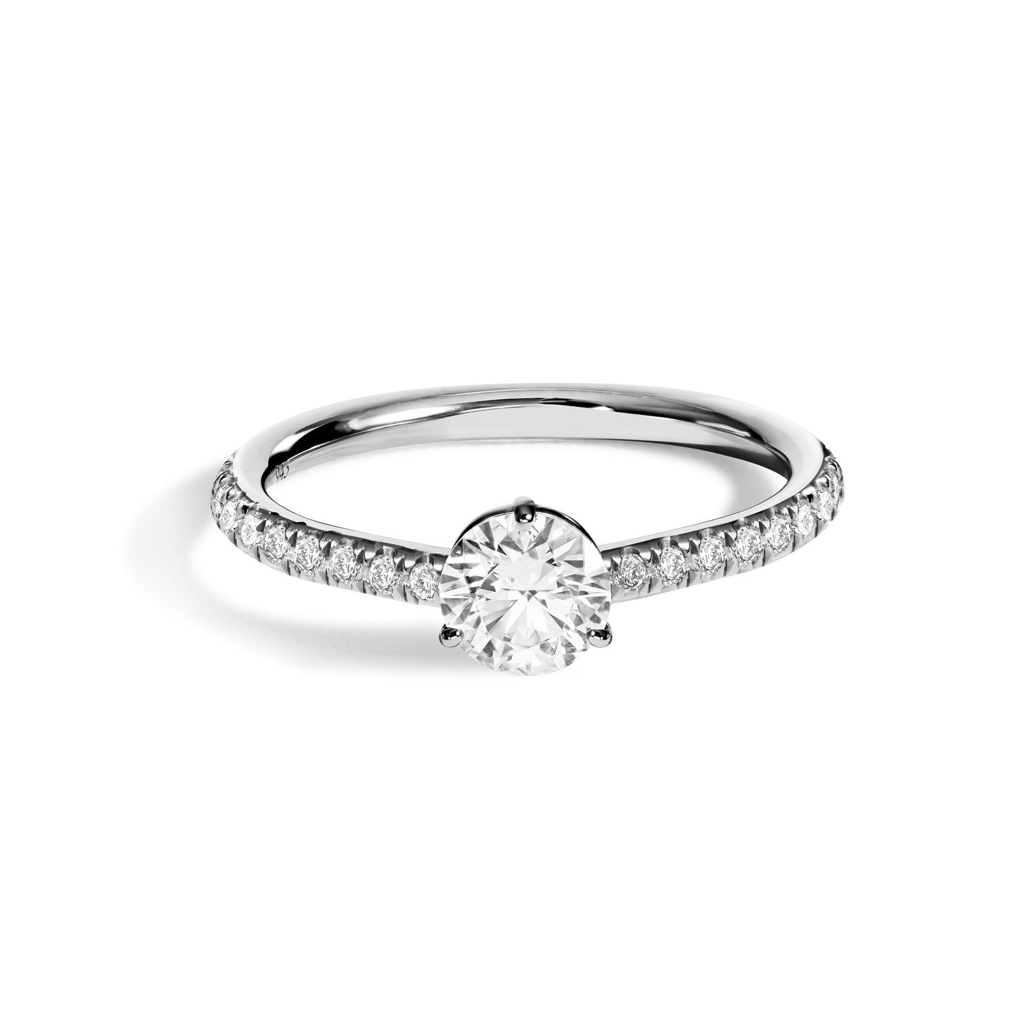 Solitaire Absolu.e 0.5ct pavé - Or blanc 18k - diamant éthique - Loyale Paris