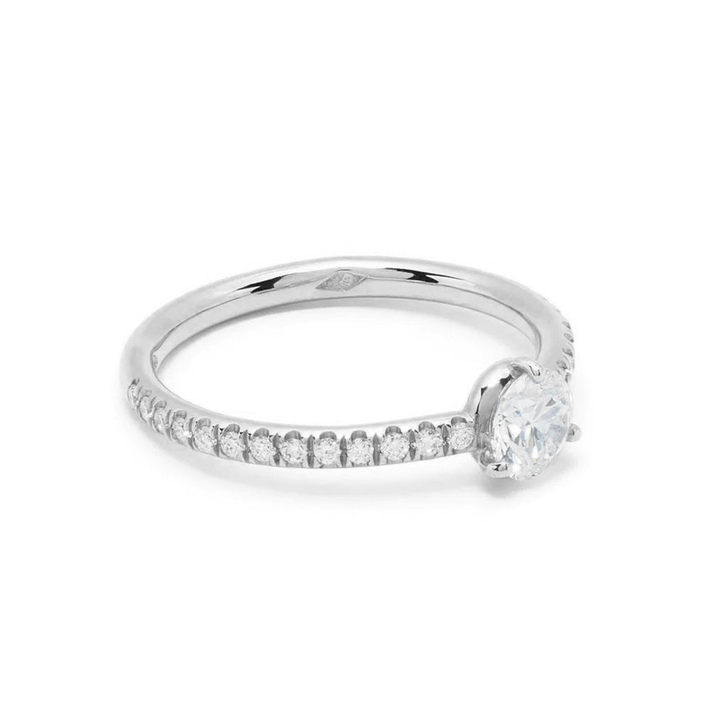 Solitaire Absolu.e 0.5ct pavé - Or blanc 18k - diamant éthique - Loyale Paris